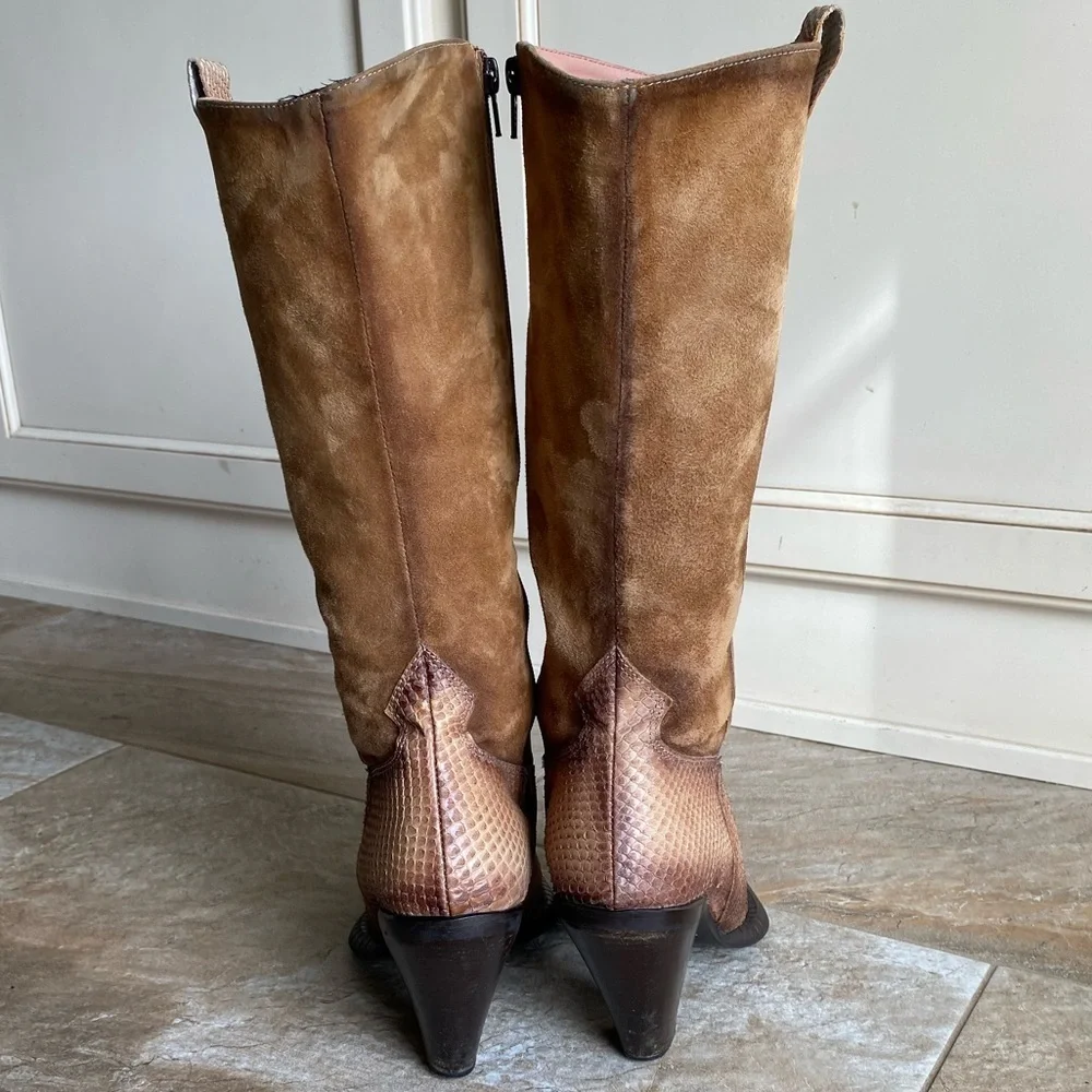 STEVEN Snakeskin and Suede Cowboy Boot - Picture 4 of 14